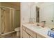 Clean bathroom featuring shower/tub combo and vanity at 2302 El Molino Cir, Las Vegas, NV 89108