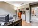 Home office with wood desk and built-in shelving at 6143 Basilone Ave, Las Vegas, NV 89122