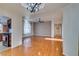 Bright living room with hardwood floors and a ceiling fan at 445 Wright Way, Henderson, NV 89015