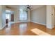 Living room featuring hardwood floors and plenty of natural light at 445 Wright Way, Henderson, NV 89015