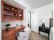 Bedroom featuring a built-in desk and shelving alongside contemporary decor at 2800 Linkview Dr, Las Vegas, NV 89134