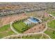 Aerial view of the community pool and recreation area with nearby homes at 410 Giocoso Ct, Henderson, NV 89011