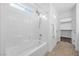 Bathroom with shower/tub combo and linen closet at 5266 Sherwood Forest Ln, Las Vegas, NV 89122