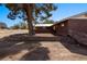 Brick home featuring mature trees, providing natural landscaping in front and partially bricked perimeter at 2925 Rice St, Logandale, NV 89021