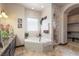 Primary bathroom with a soaking tub, walk-in shower, and double vanity at 1004 Crest View Dr, Mesquite, NV 89027