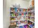 Organized pantry with stocked shelves, offering ample storage space for groceries and household items at 7579 Harwich Bay Ave, Las Vegas, NV 89179