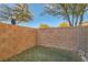 Small, grassy backyard with block wall and partial tree cover at 9790 Overlook Ridge Ave, Las Vegas, NV 89148