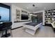 Fun game room with a pool table, modern art, and stylish seating area at 500 Overlook Rim Dr, Henderson, NV 89012