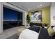 Stylish main bedroom with city views, modern art, and luxurious furnishings at 500 Overlook Rim Dr, Henderson, NV 89012