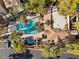 Overhead view of community pool and clubhouse at 2628 Starfish Ct, Las Vegas, NV 89128