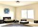 Staged bedroom featuring modern furniture, light walls, and ample sunlight at 2110 Los Feliz St # 1097, Las Vegas, NV 89156