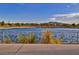 Community lake view with walking path and homes at 356 Espressivo St, Henderson, NV 89011