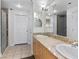 Bathroom with double vanity and large mirror at 150 Las Vegas Blvd # 814, Las Vegas, NV 89101