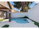 Private pool surrounded by artificial grass and tall block wall that provides an intimate outdoor oasis at 175 Enloe St, Henderson, NV 89074