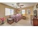 Bedroom with metal bed frame and neutral decor at 1590 Sabatini Dr, Henderson, NV 89052