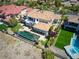 Estate featuring manicured lawns, a spacious pool, and lush landscaping from an aerial perspective at 1529 Villa Rica Dr, Henderson, NV 89052