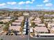 Community aerial view showing the buildings, parking, landscaping, and city skyline beyond at 3425 E Russell Rd # 240, Las Vegas, NV 89120