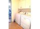 Laundry area featuring white appliances and overhead cabinets for storage at 9728 Echo Hills Dr, Las Vegas, NV 89134