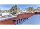 Spacious deck overlooks the backyard pool and landscape at 1818 Waldman Ave, Las Vegas, NV 89102