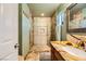 Bathroom with shower, vanity with granite countertop, and tile flooring at 3698 Rawhide Ct, Las Vegas, NV 89120