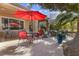 Relaxing patio with red umbrella and comfortable seating at 1461 Bonner Springs Dr, Henderson, NV 89052