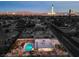 Aerial view of a single story home with a pool and city views at 2500 W Oakey Blvd, Las Vegas, NV 89102