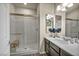 Modern bathroom with walk-in shower and updated vanity at 5728 Collier Falls Ave, Las Vegas, NV 89139