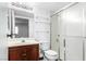 Traditional bathroom featuring a shower/tub combo and wood vanity at 338 Jett St # 101, Las Vegas, NV 89145