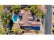 Aerial view of house with pool and boat in backyard at 10758 Chillingham Dr, Las Vegas, NV 89183