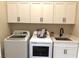 Laundry room with white cabinets and a utility sink at 36 Honeymoon Dr, Henderson, NV 89011