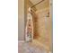 Walk-in shower with a shower curtain and built-in shelving at 7320 Bath Dr, Las Vegas, NV 89131