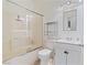 Bathroom with shower/tub combo, toilet and white vanity at 5372 Polo Grounds St, Las Vegas, NV 89148