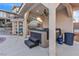 Outdoor hot tub covered in a gazebo with a storage area for accessories at 260 E Desert Rose Dr, Henderson, NV 89015