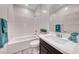 Bright bathroom with white subway tile, a tub-shower combo, and modern vanity at 965 Nevada State Dr # 1101, Henderson, NV 89002