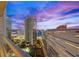 Balcony view of the city at dusk at 2747 Paradise Rd # 2206, Las Vegas, NV 89109