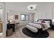 Bright bedroom with white wainscoting, modern decor, and an ensuite bathroom at 2401 Driftwood Dr, Las Vegas, NV 89107
