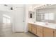 Bathroom with double vanity and linen closet at 3837 Willowview Ct, Las Vegas, NV 89147