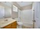 Clean bathroom with tub, shower, and vanity at 5064 Sacred Datura Ave, Las Vegas, NV 89139