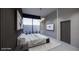 Bedroom featuring a bed with modern lighting and a tv screen at 495 Cityview Ridge Dr, Henderson, NV 89012