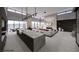 Open-concept living space featuring a sleek kitchen island, comfortable seating, and stunning views at 495 Cityview Ridge Dr, Henderson, NV 89012