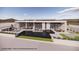 Backyard featuring a modern pool and outdoor patio with seating area at 495 Cityview Ridge Dr, Henderson, NV 89012