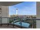 Balcony with breathtaking views of the city skyline at sunset at 222 Karen Ave # 401, Las Vegas, NV 89109