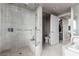 Modern bathroom with a large walk-in shower and built-in storage at 222 Karen Ave # 401, Las Vegas, NV 89109