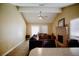 Living room with fireplace, and sliding door access to backyard at 7393 Puritan Ave, Las Vegas, NV 89123