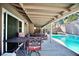 Covered patio adjacent to the pool, offering ample seating at 7393 Puritan Ave, Las Vegas, NV 89123