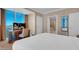 King bedroom with built-in aquarium and bathroom access at 145 E Harmon Ave # 2321, Las Vegas, NV 89109