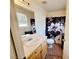 Bathroom featuring a vanity, mirror, and shower with patterned curtain at 5330 E Charleston Blvd # 5, Las Vegas, NV 89142