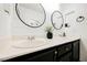 Modern bathroom with double vanity, updated fixtures, and stylish decor at 841 Glitter Glen Ct, Las Vegas, NV 89123