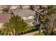 Aerial view of backyard showing privacy landscaping and green grass at 10929 Mount Royal Ave, Las Vegas, NV 89144