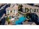 Overhead view of the sparkling pool and community green spaces at 3550 Bay Sands Dr # 2076, Laughlin, NV 89029